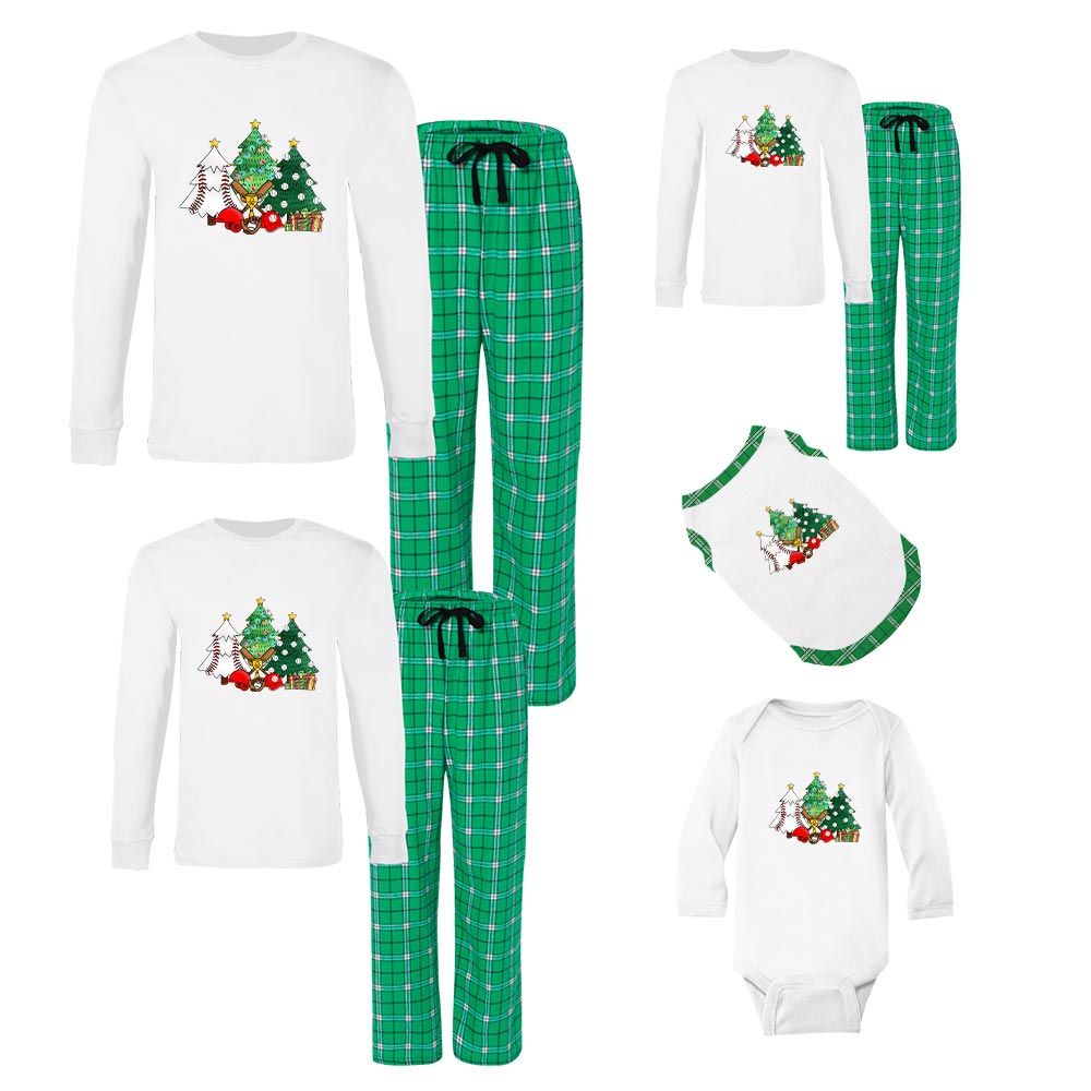 Family Christmas Pajama Sets For Baseball Fans Cotton Family Christmas Pajama Sets For Baseball Fans Cotton