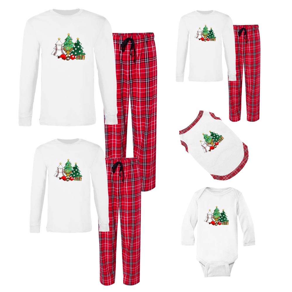 Family Christmas Pajama Sets For Baseball Fans Cotton Family Christmas Pajama Sets For Baseball Fans Cotton