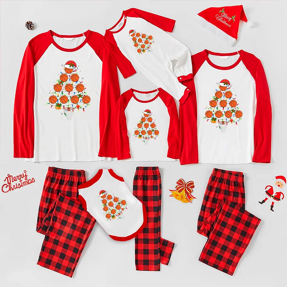Unique Basketball Christmas Tree Family Pajamas Unique Basketball Christmas Tree Family Pajamas