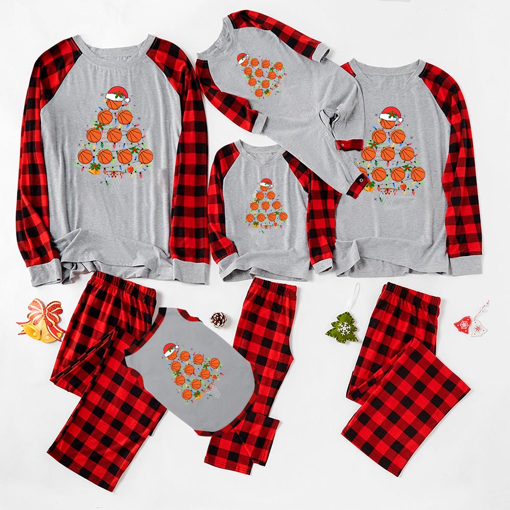 Unique Basketball Christmas Tree Family Pajamas Unique Basketball Christmas Tree Family Pajamas