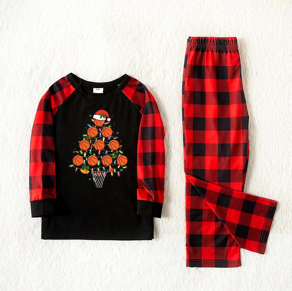 Unique Basketball Christmas Tree Family Pajamas Unique Basketball Christmas Tree Family Pajamas