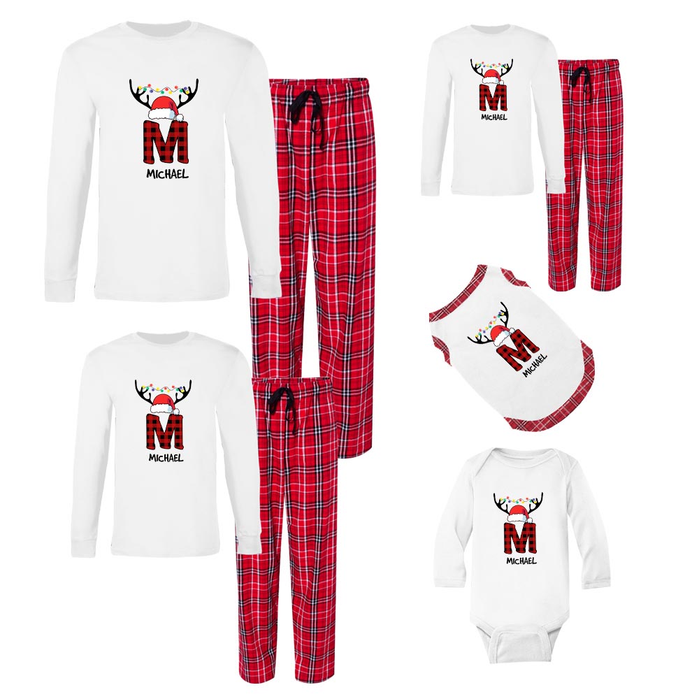 Personalized Monogram Christmas Family Pajamas Cotton Personalized Monogram Christmas Family Pajamas Cotton