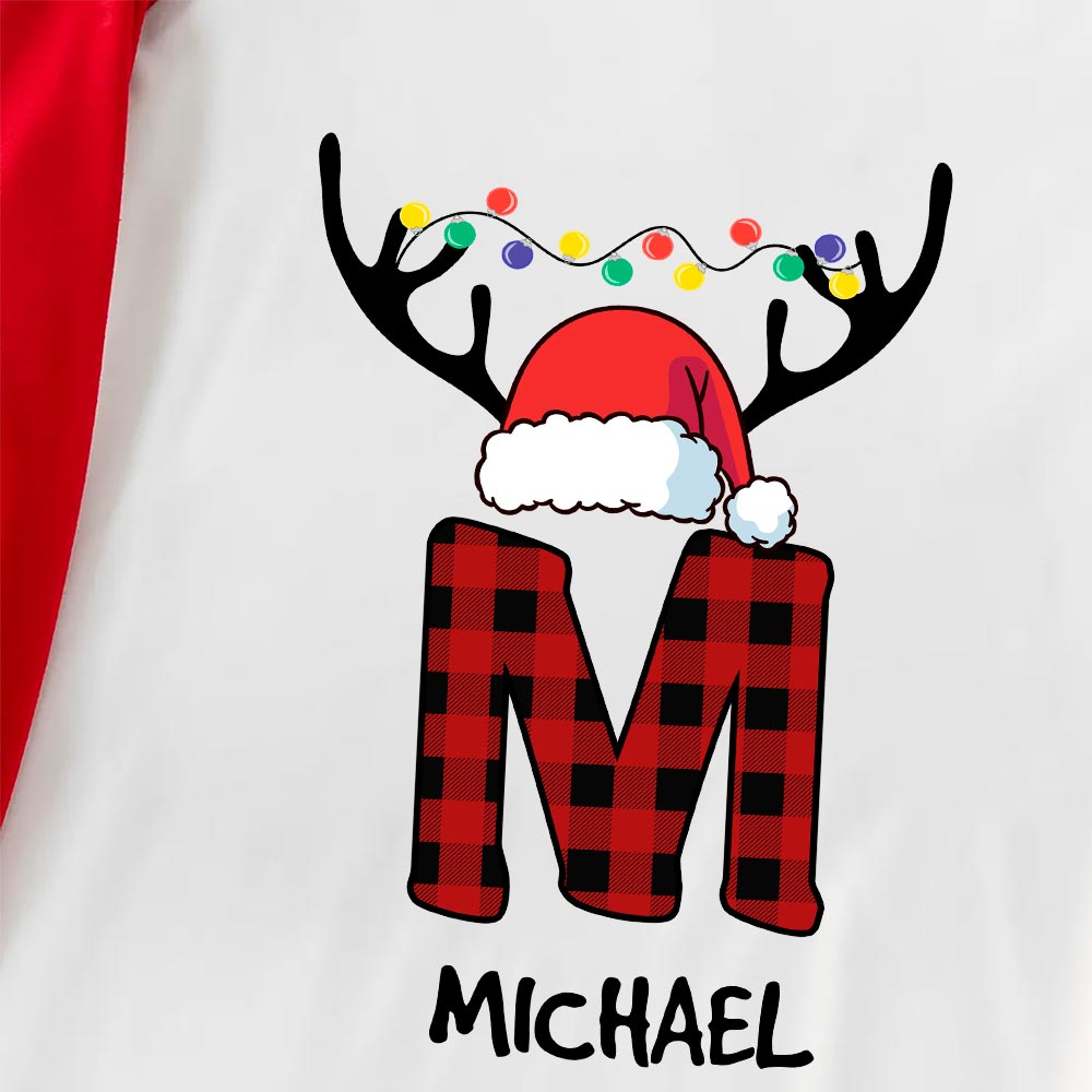 Festive Monogrammed Family Pajamas Plaid Short Sleeves Festive Monogrammed Family Pajamas Plaid Short Sleeves