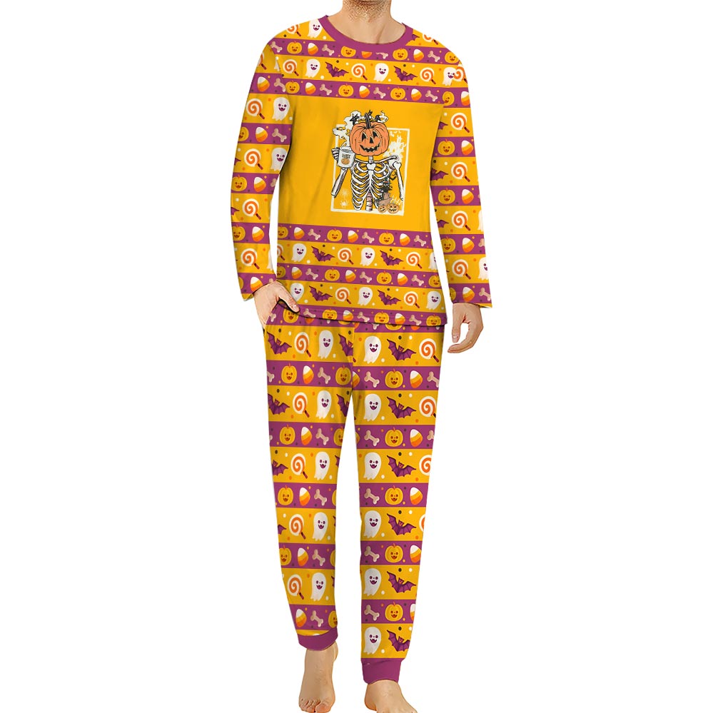 Drinking Coffee Skeleton Family Halloween Pajamas Drinking Coffee Skeleton Family Halloween Pajamas