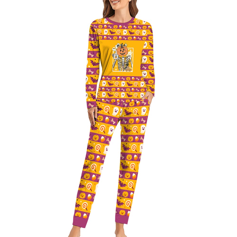 Drinking Coffee Skeleton Family Halloween Pajamas Drinking Coffee Skeleton Family Halloween Pajamas