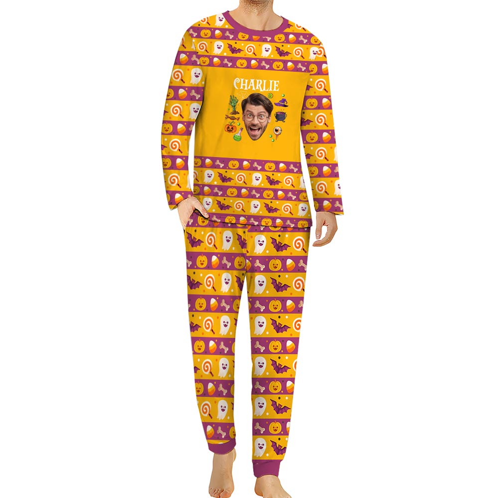 Custom Face And Name Halloween Pajamas Set Custom Face And Name Halloween Pajamas Set