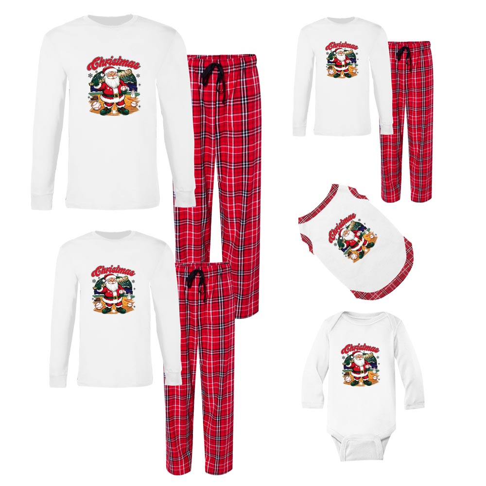 Santa Baseball Family Christmas Pjs Cotton