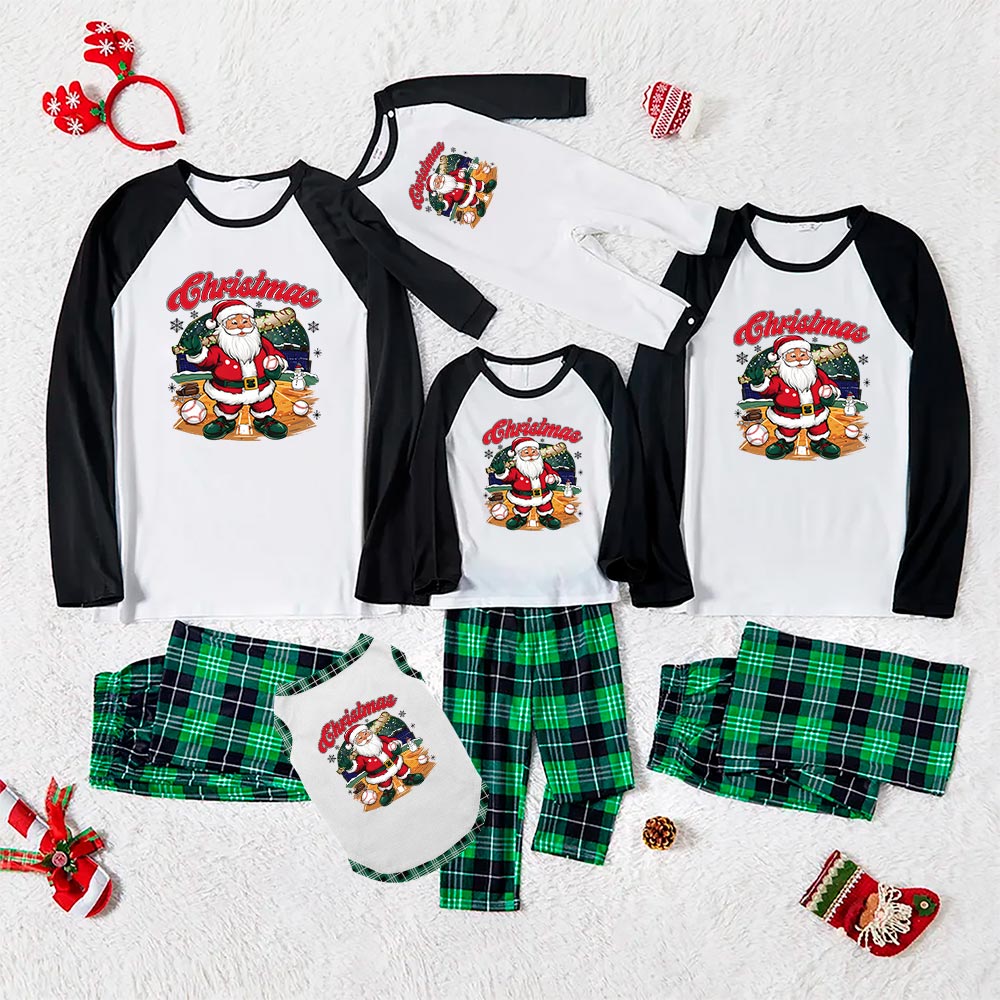 Baseball Santa Xmas Pjs Buffalo Plaid Baseball Santa Xmas Pjs Buffalo Plaid