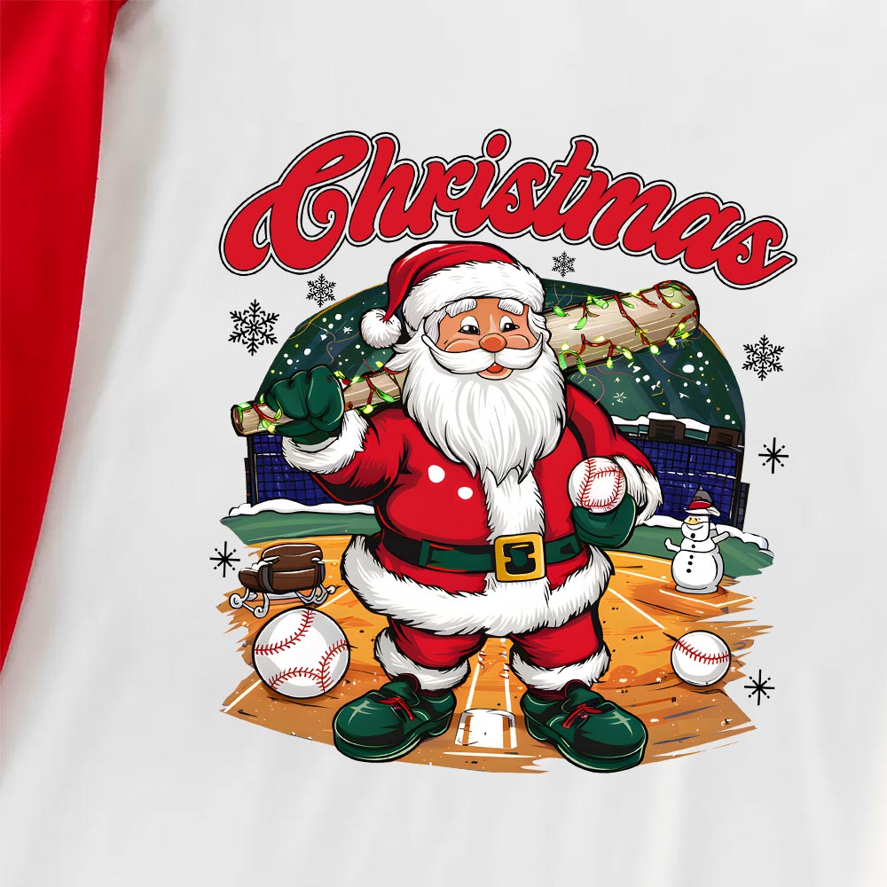 Funny Baseball Santa Christmas Pjs Short Sleeves Funny Baseball Santa Christmas Pjs Short Sleeves