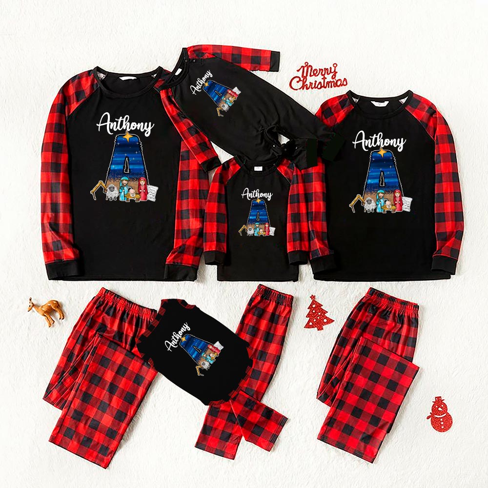 Jesus Nativity Custom Christmas Pajamas Plaid Jesus Nativity Custom Christmas Pajamas Plaid
