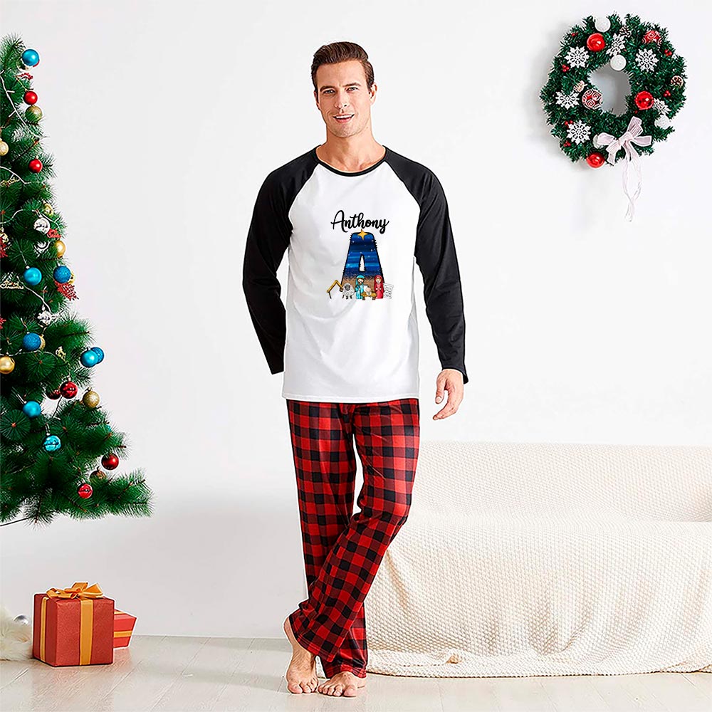 Jesus Nativity Custom Christmas Pajamas Plaid Jesus Nativity Custom Christmas Pajamas Plaid