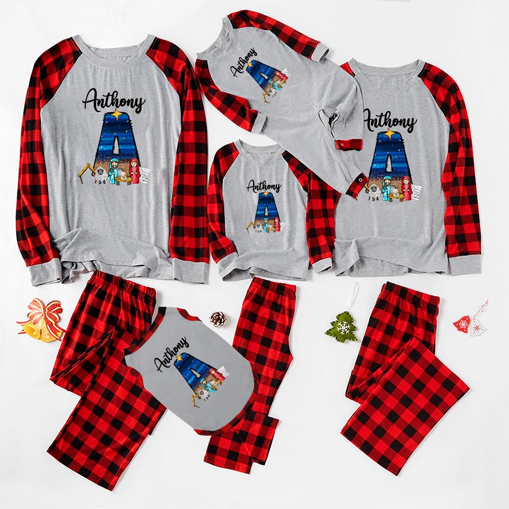 Jesus Nativity Custom Christmas Pajamas Plaid Jesus Nativity Custom Christmas Pajamas Plaid