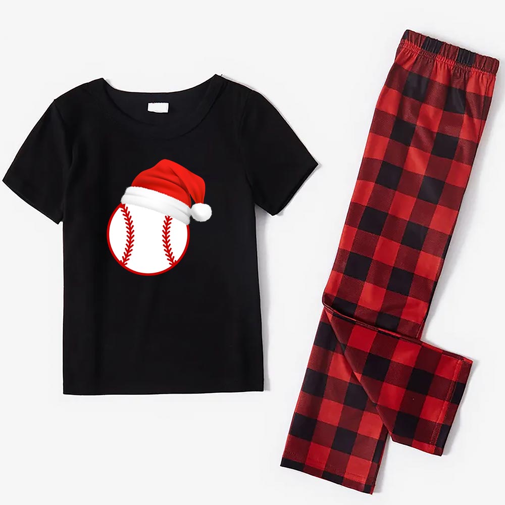 Christmas Baseball Top And Bottom Plaid Short Sleeves Christmas Baseball Top And Bottom Plaid Short Sleeves