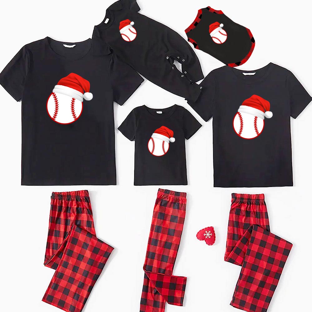 Christmas Baseball Top And Bottom Plaid Short Sleeves Christmas Baseball Top And Bottom Plaid Short Sleeves