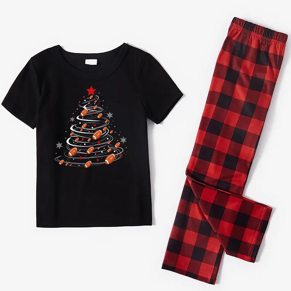 Unique Football Christmas Tree Family Pajamas Short Sleeves Unique Football Christmas Tree Family Pajamas Short Sleeves