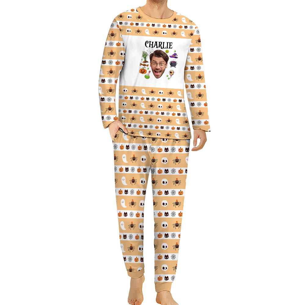 Custom Face And Name Halloween Pajamas Costume Custom Face And Name Halloween Pajamas Costume