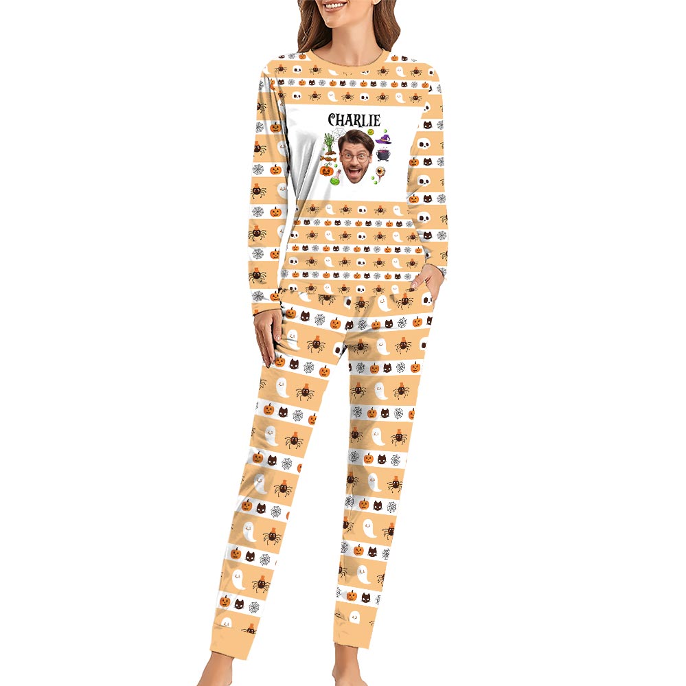 Custom Face And Name Halloween Pajamas Costume Custom Face And Name Halloween Pajamas Costume