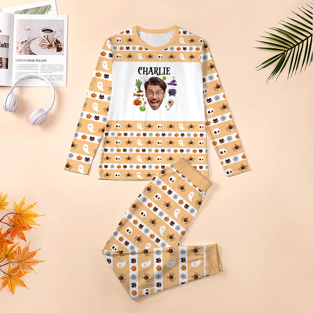 Custom Face And Name Halloween Pajamas Costume Custom Face And Name Halloween Pajamas Costume