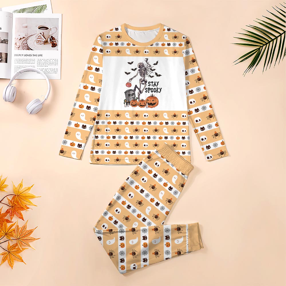 Stay Spooky Dancing Skeleton Halloween Pajamas Set Stay Spooky Dancing Skeleton Halloween Pajamas Set