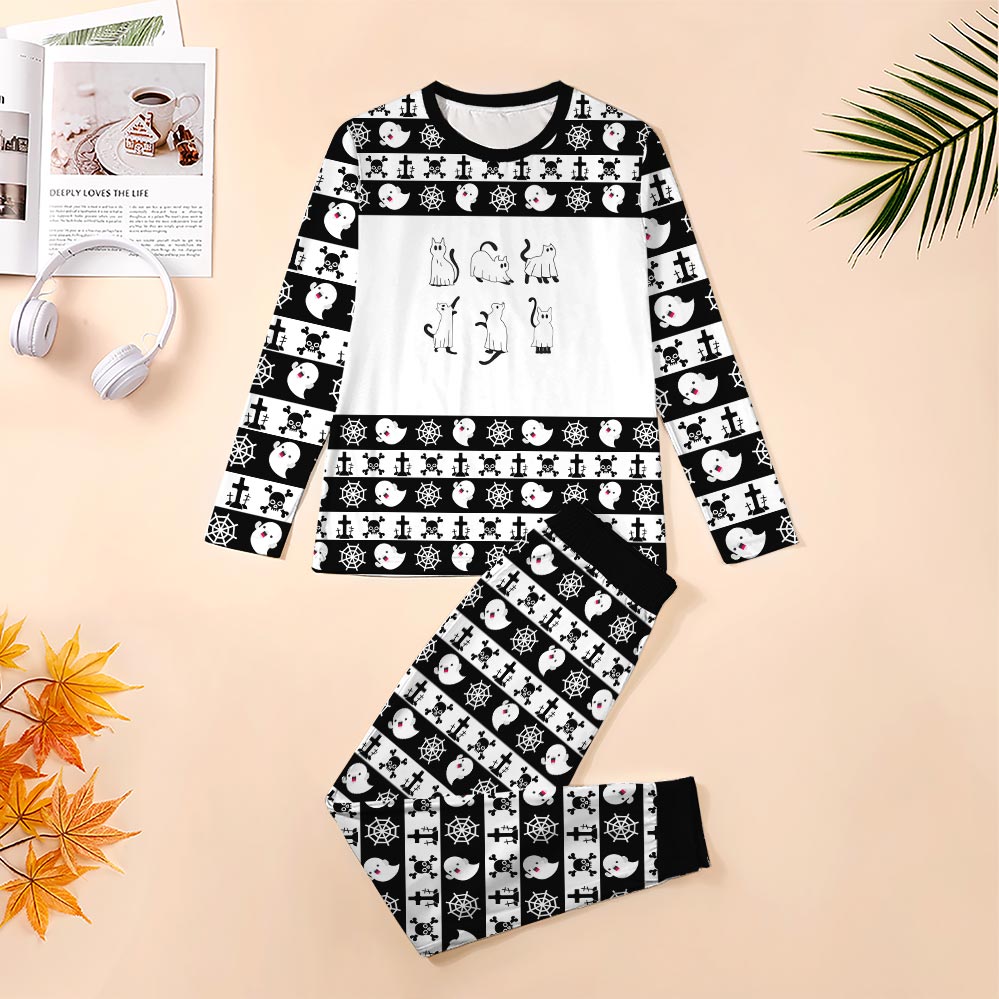 Ghost Cat Family Matching Halloween Jammies Ghost Cat Family Matching Halloween Jammies
