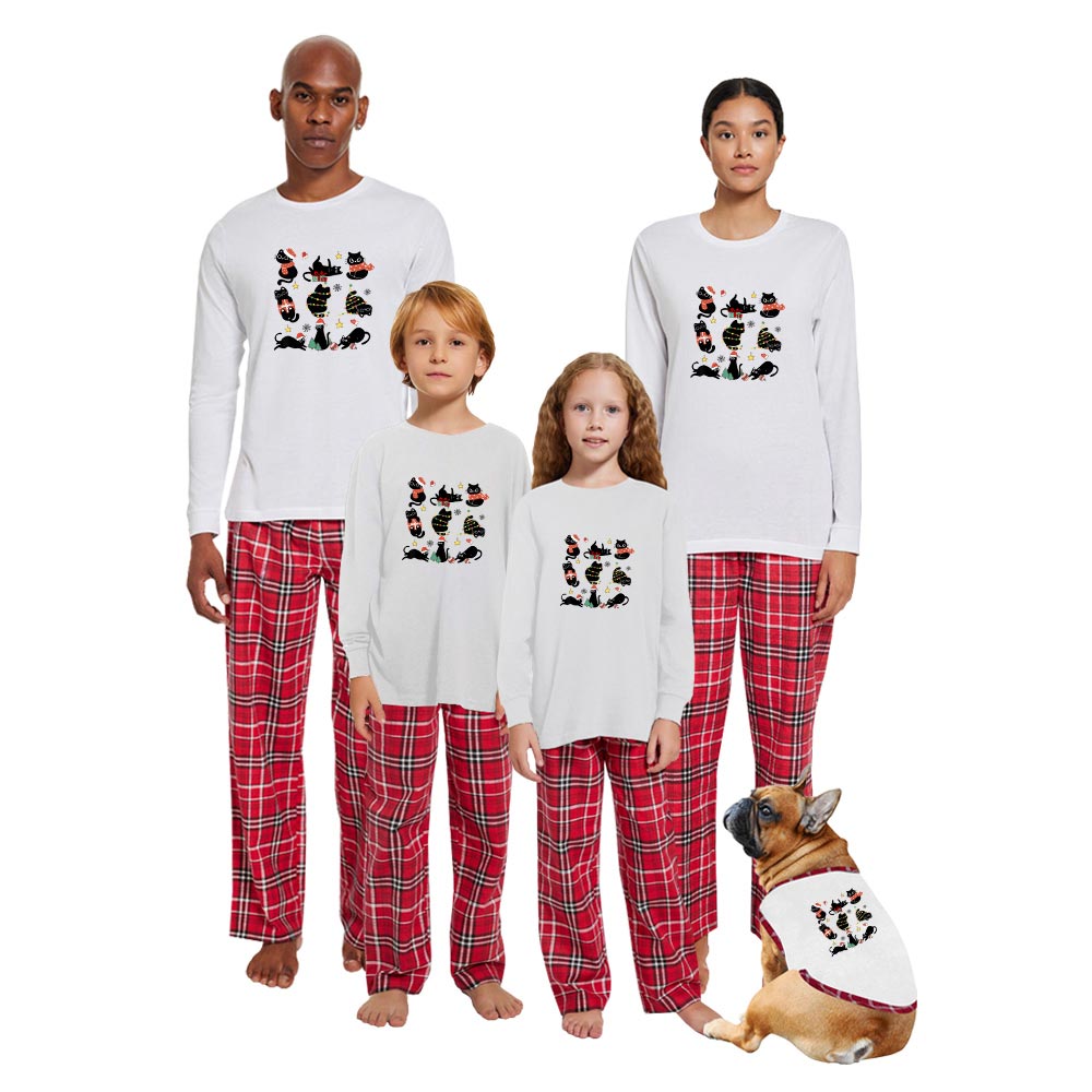 Fun Black Cat Christmas Pajamas For Family Cotton Fun Black Cat Christmas Pajamas For Family Cotton