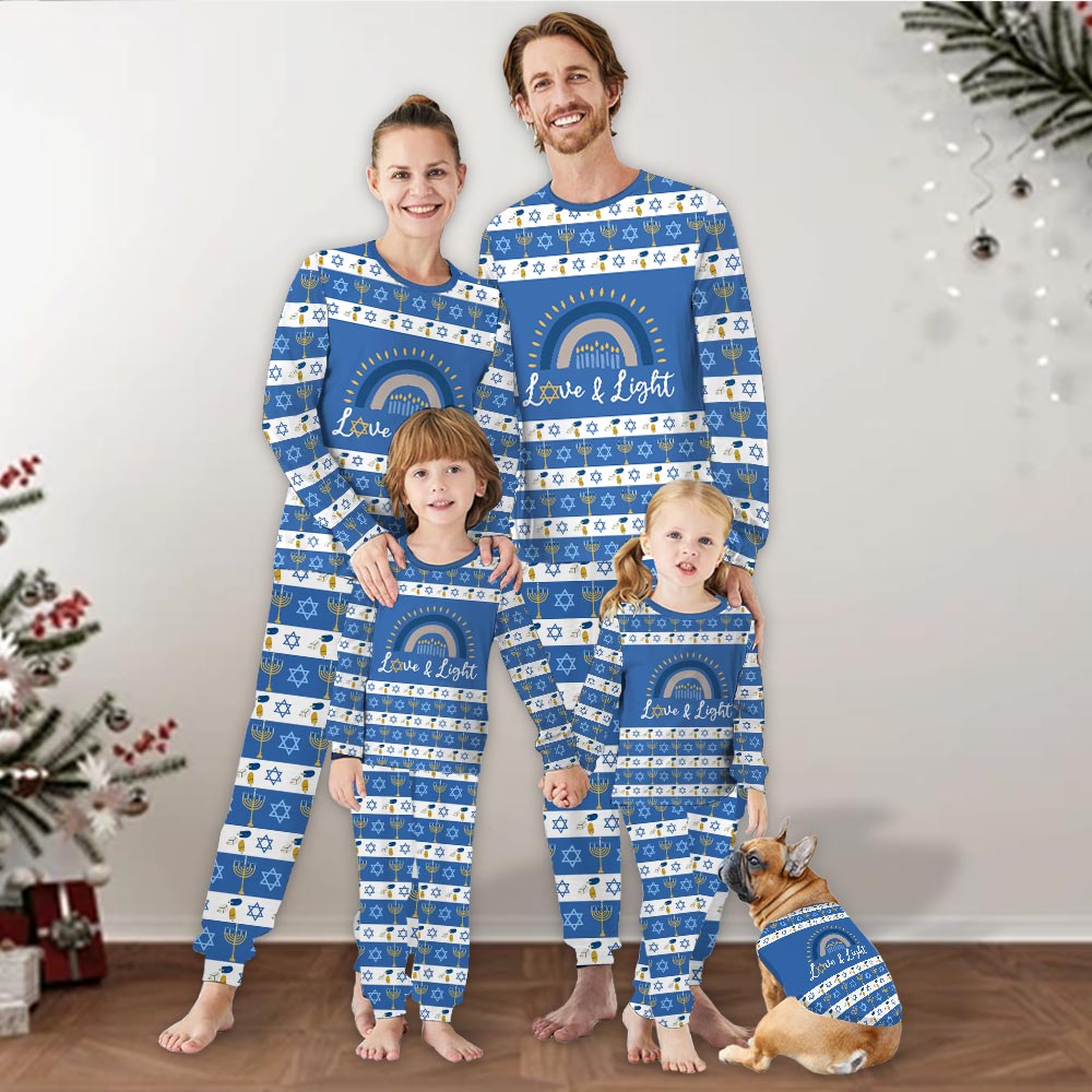 Love And Light Hanukkah Family Jammies Love And Light Hanukkah Family Jammies