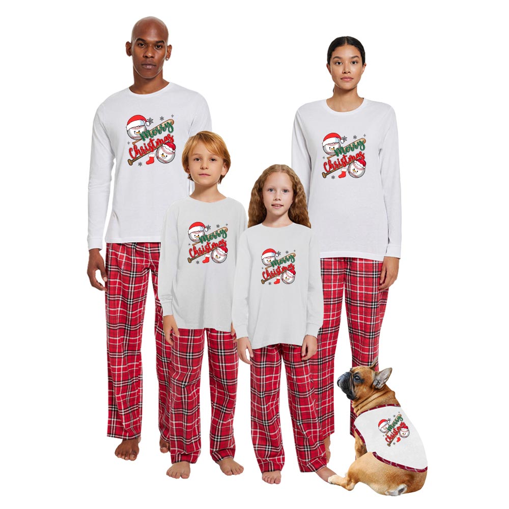 Baseball Christmas Pajamas Sets 100% Cotton Baseball Christmas Pajamas Sets 100% Cotton