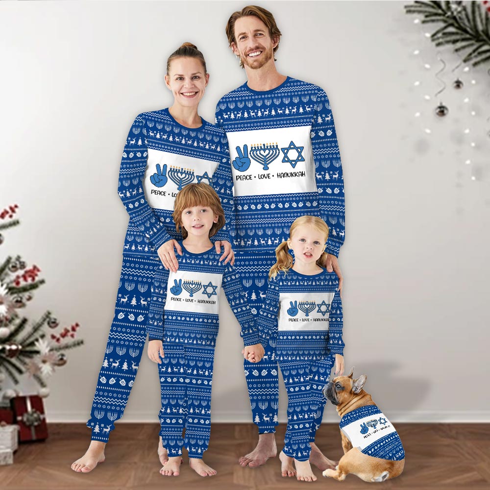 Peace Love Hanukkah Matching Family Jammies