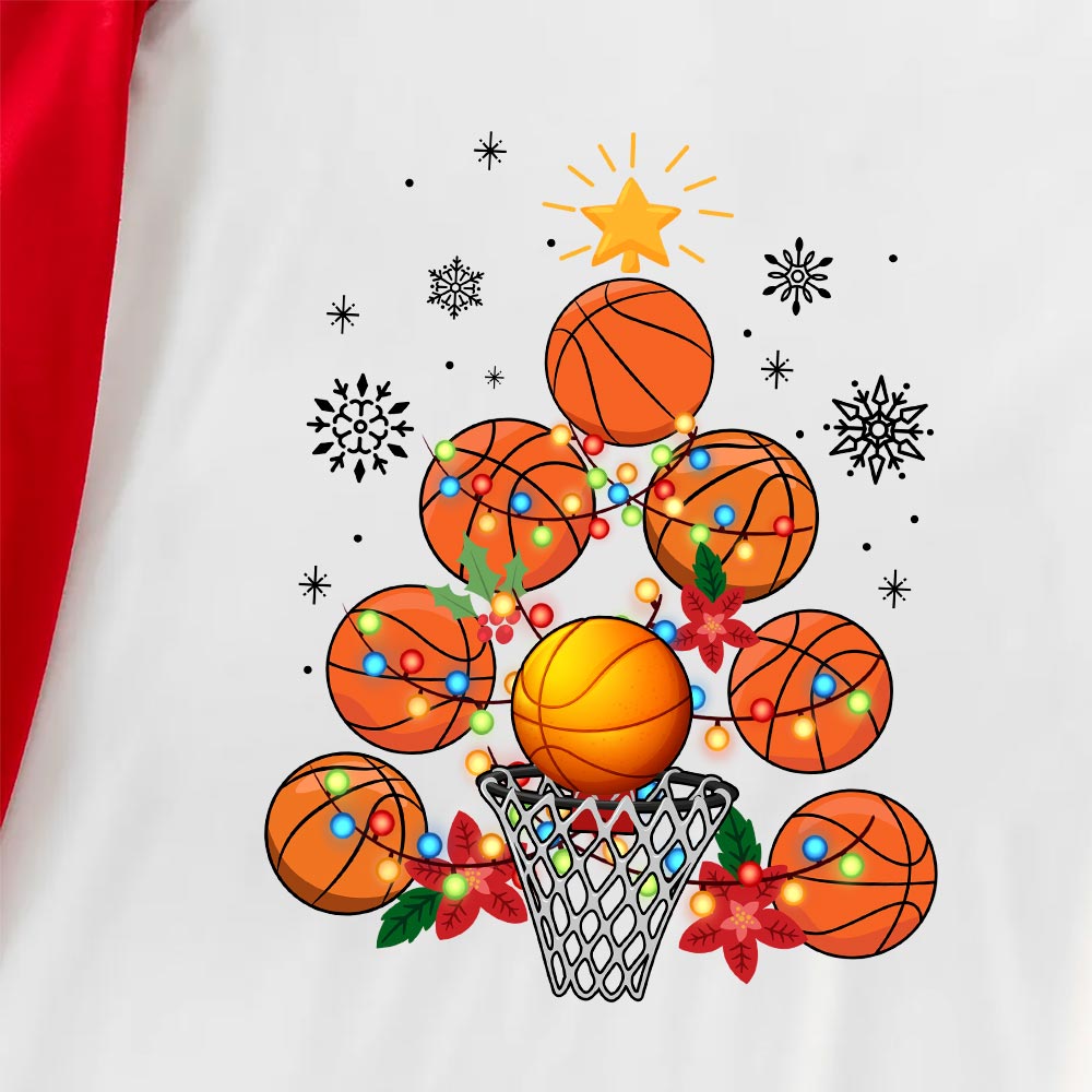 Christmas Basketball Jammies Matching Short Sleeves