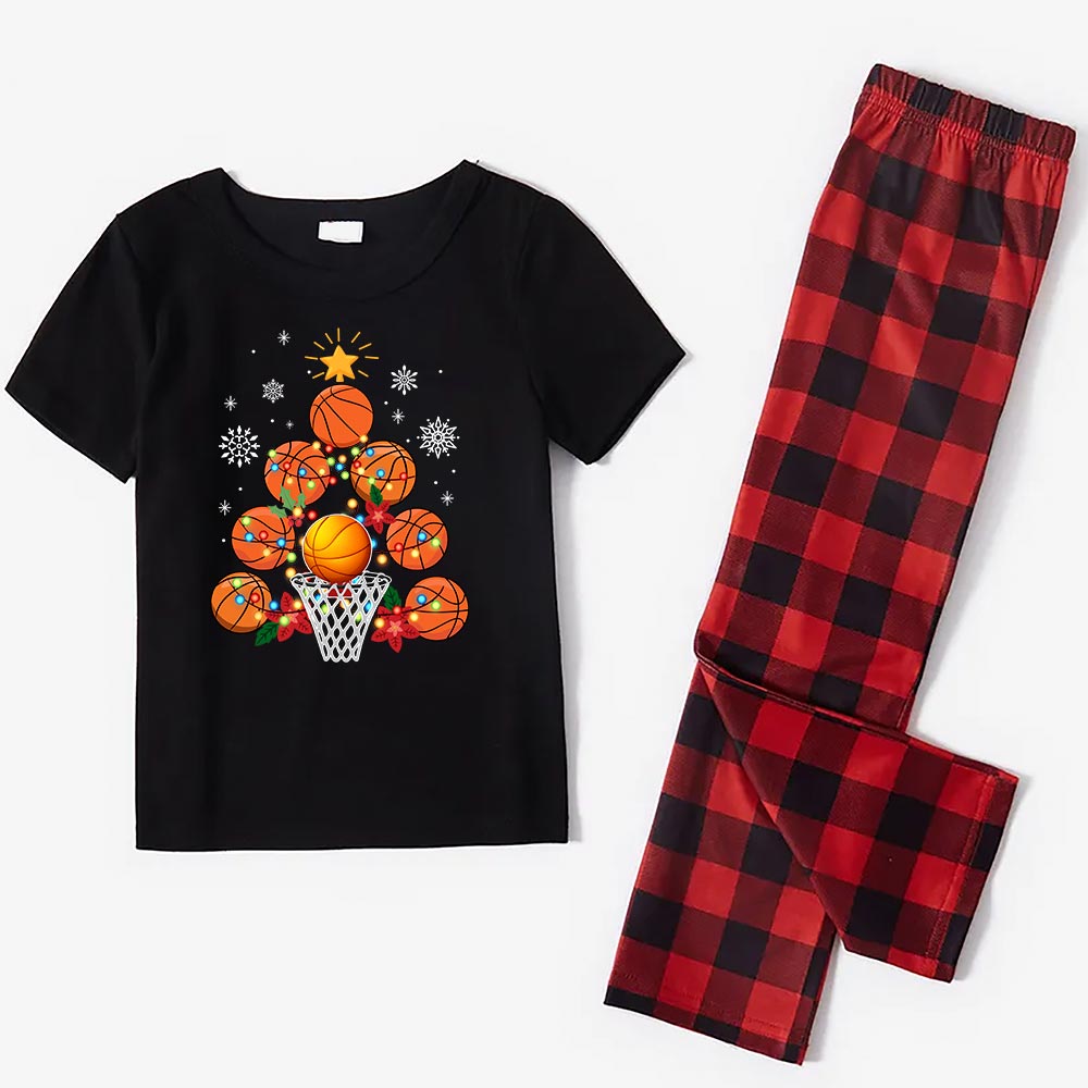 Christmas Basketball Jammies Matching Short Sleeves