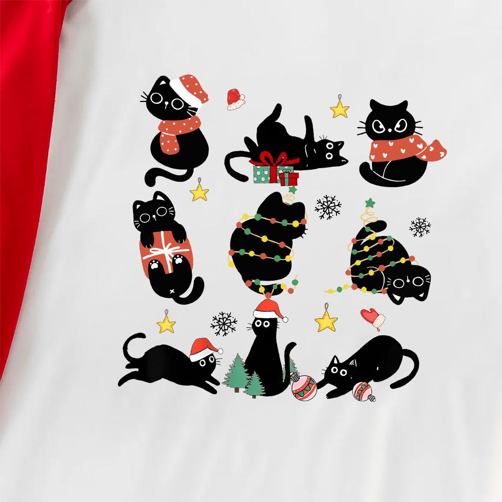 Unique Black Cats Christmas Pjs Short Sleeves Unique Black Cats Christmas Pjs Short Sleeves