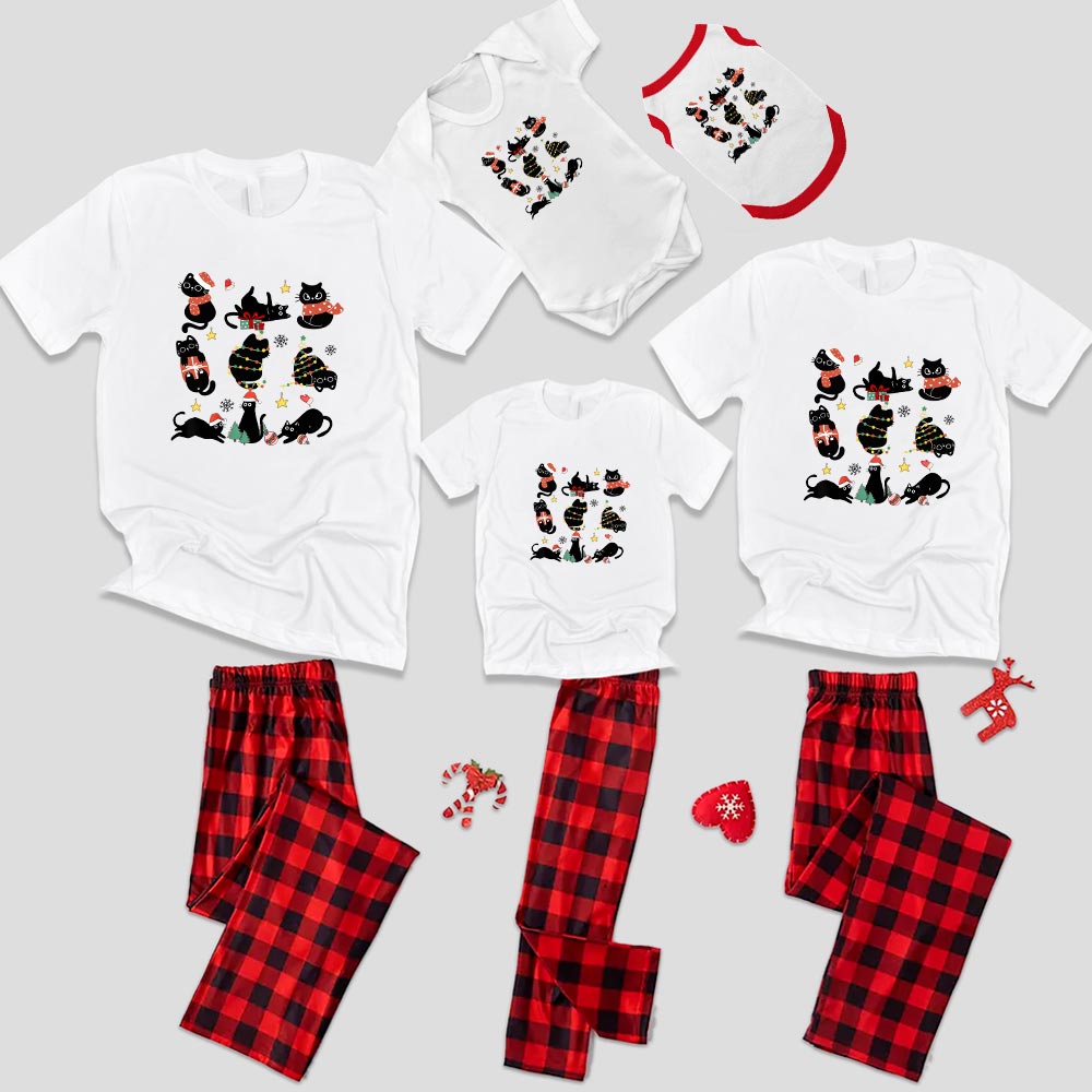 Unique Black Cats Christmas Pjs Short Sleeves Unique Black Cats Christmas Pjs Short Sleeves