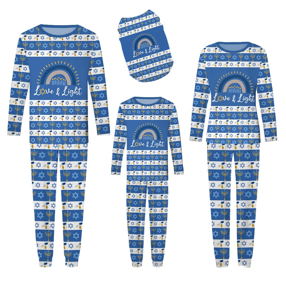 Love And Light Hanukkah Family Jammies Love And Light Hanukkah Family Jammies