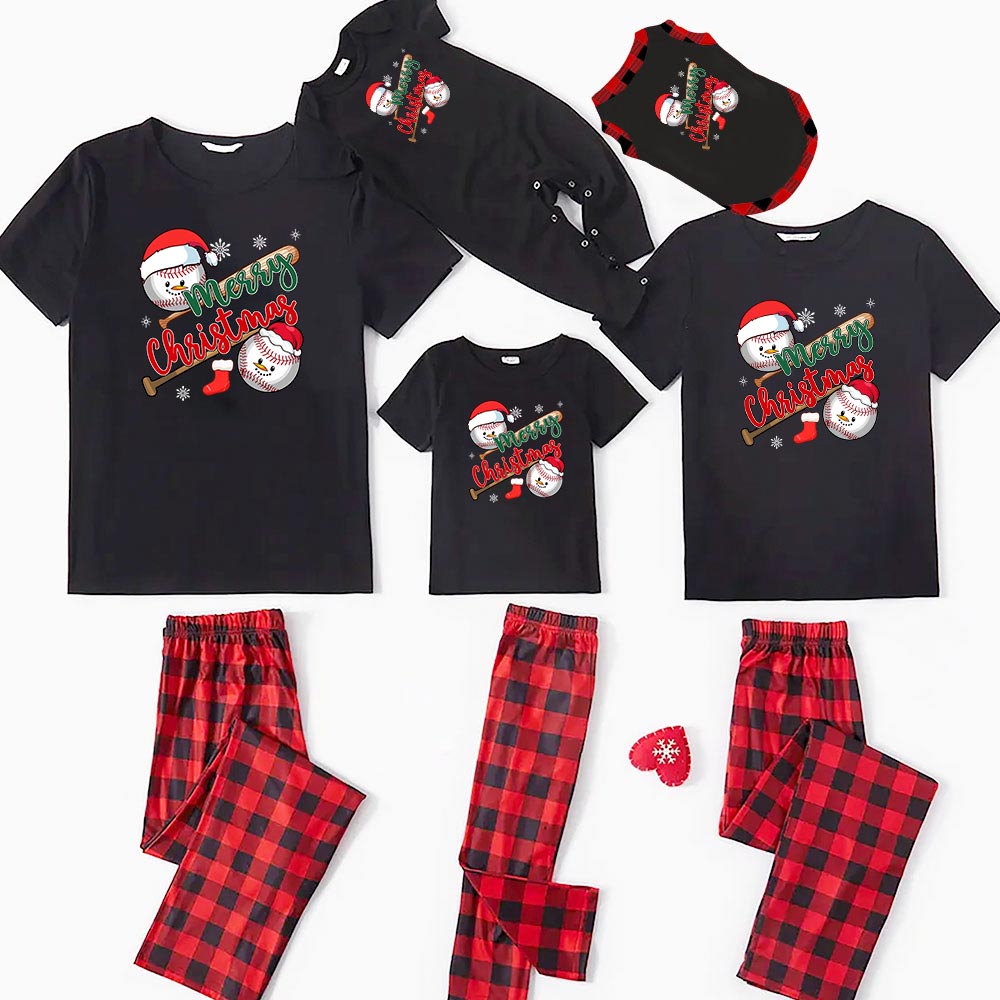 Matching Christmas Short-Sleeve Baseball Jammies