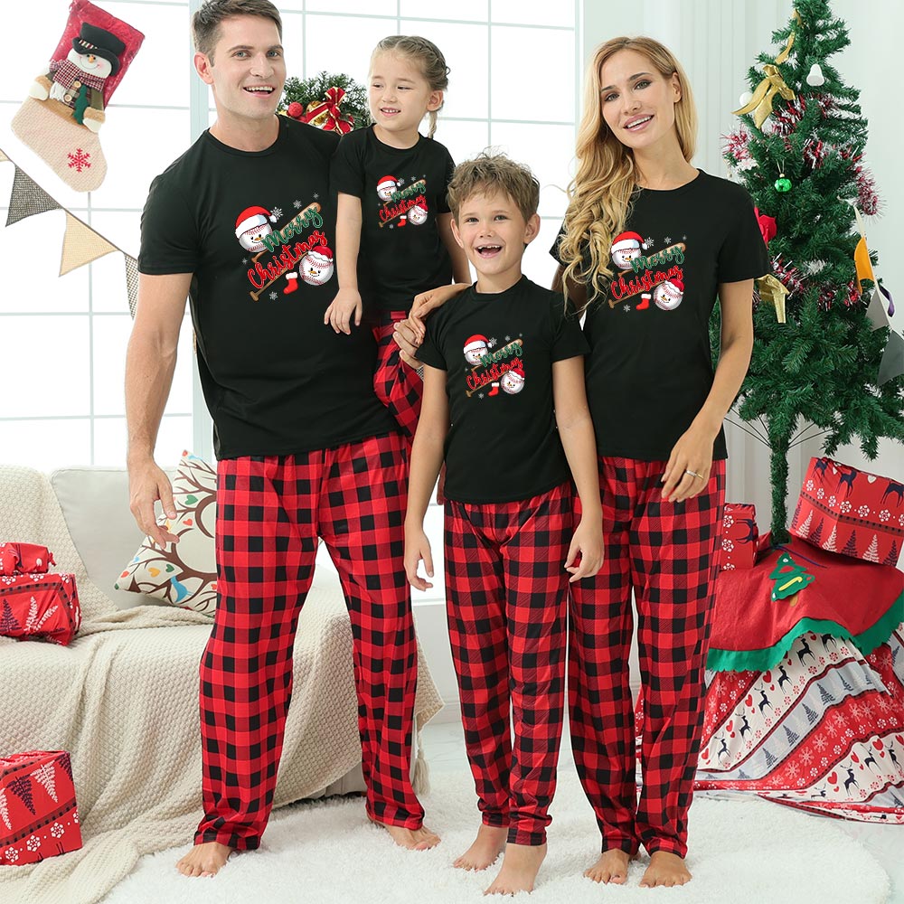 Matching Christmas Short-Sleeve Baseball Jammies