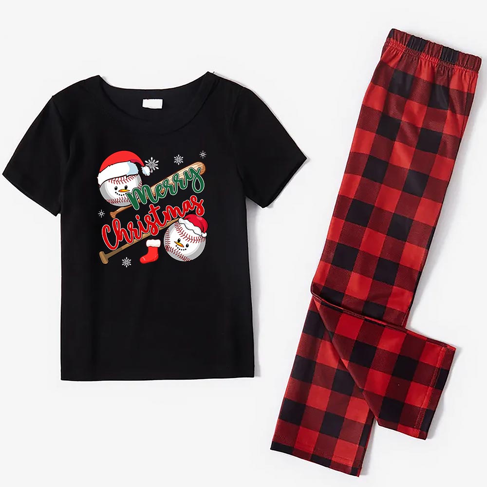Matching Christmas Short-Sleeve Baseball Jammies