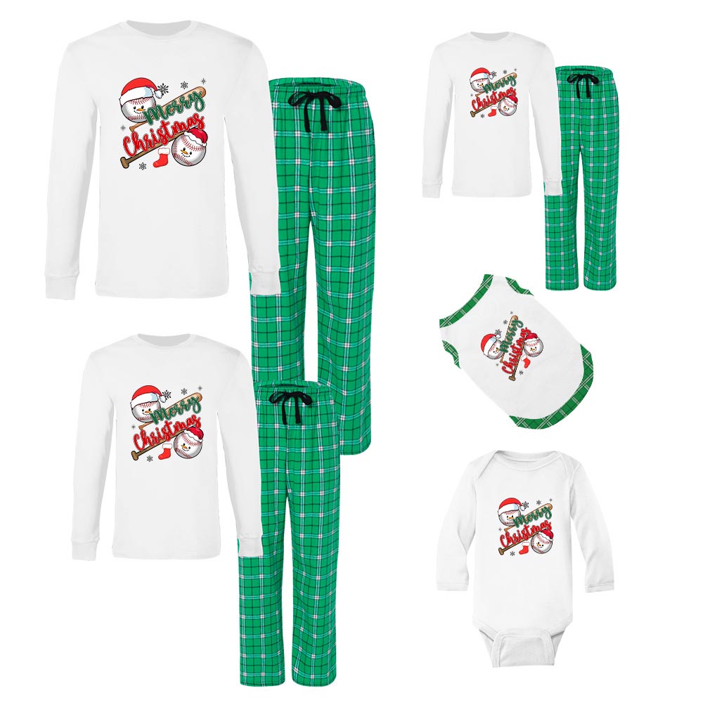 Baseball Christmas Pajamas Sets 100% Cotton Baseball Christmas Pajamas Sets 100% Cotton