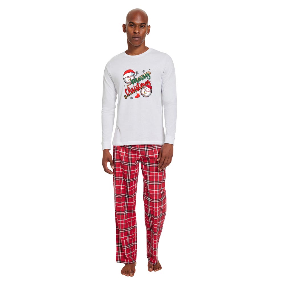 Baseball Christmas Pajamas Sets 100% Cotton Baseball Christmas Pajamas Sets 100% Cotton
