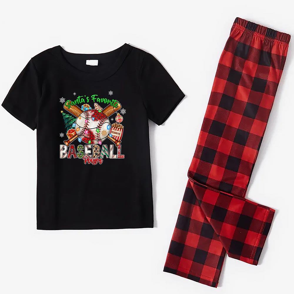 Classic Plaid Baseball Pajamas Short Sleeves Classic Plaid Baseball Pajamas Short Sleeves