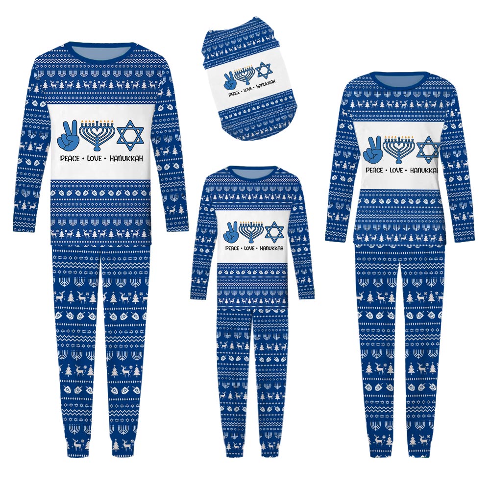 Peace Love Hanukkah Matching Family Jammies