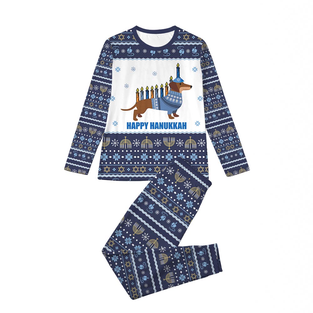 Dachshund Menorah Hanukkah Pajamas For The Family Dachshund Menorah Hanukkah Pajamas For The Family