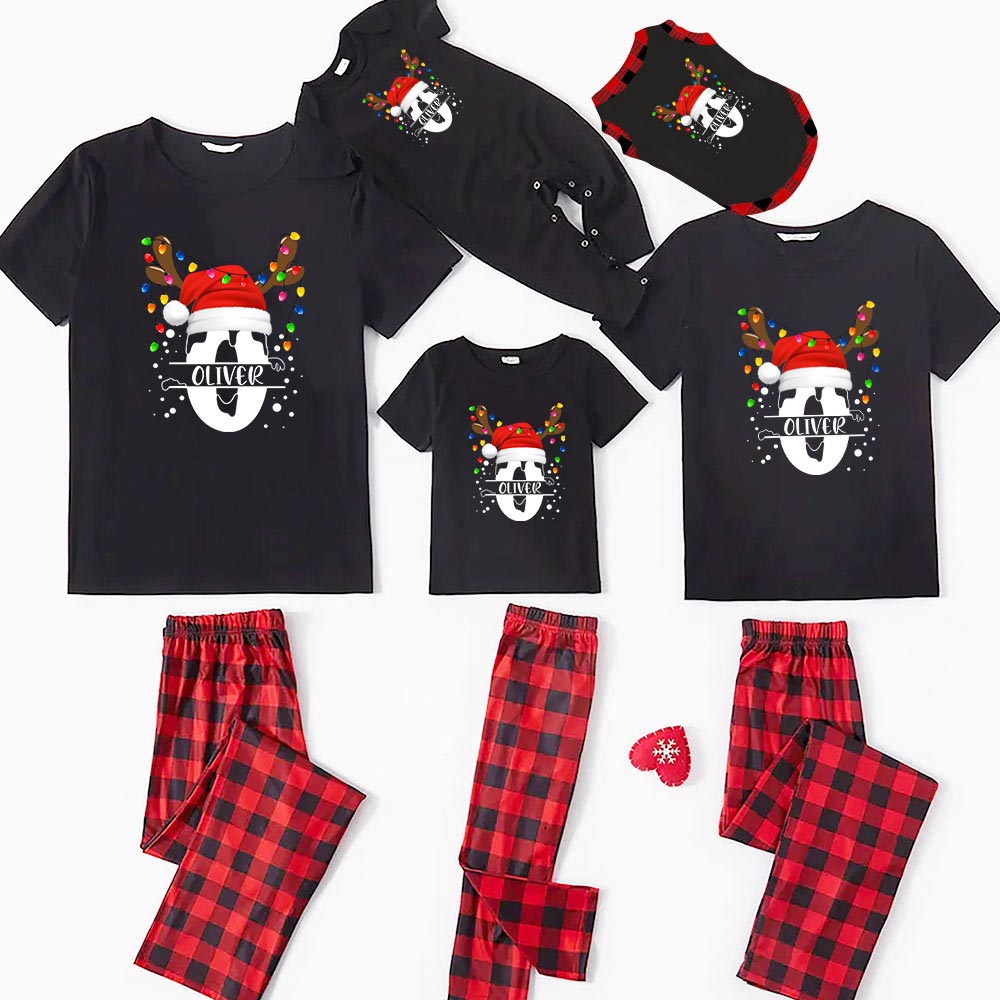 Festive Custom Christmas Pajamas With Name Short Sleeves Festive Custom Christmas Pajamas With Name Short Sleeves