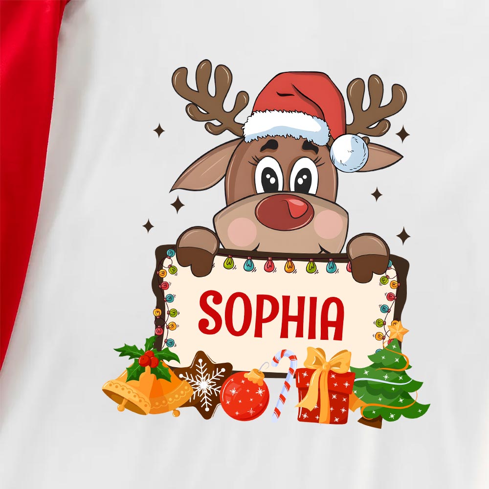 Short Sleeves Reindeer Christmas Jammies Custom Name Short Sleeves Reindeer Christmas Jammies Custom Name