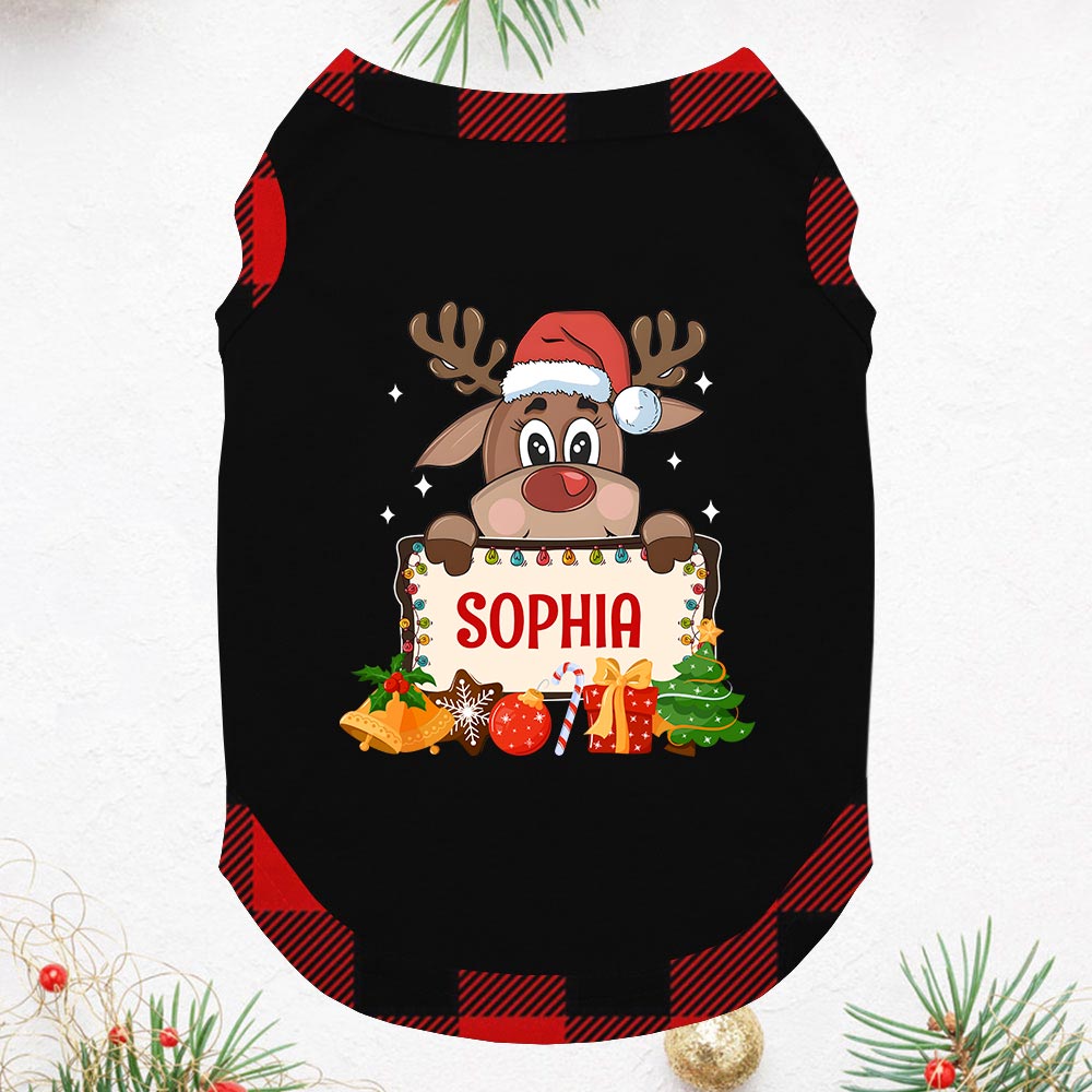 Short Sleeves Reindeer Christmas Jammies Custom Name Short Sleeves Reindeer Christmas Jammies Custom Name