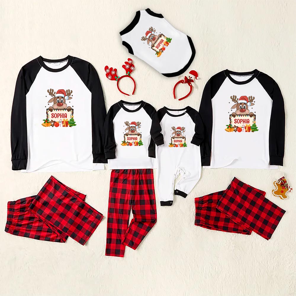 Personalized Christmas Reindeer Pajamas Plaid 6 Styles Personalized Christmas Reindeer Pajamas Plaid 6 Styles