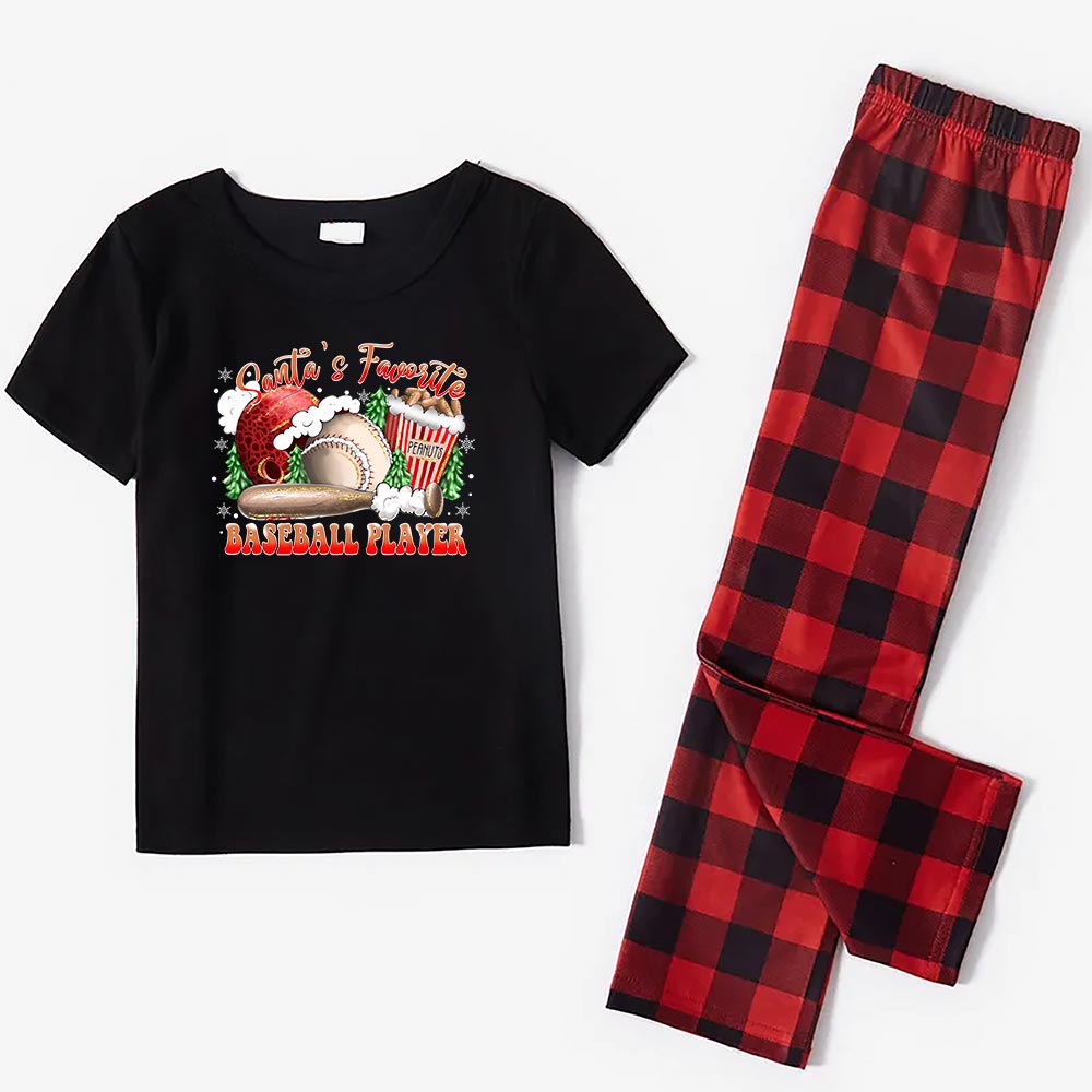 Festive Christmas Pajama Sets For Baseball Player Short Sleeves Festive Christmas Pajama Sets For Baseball Player Short Sleeves