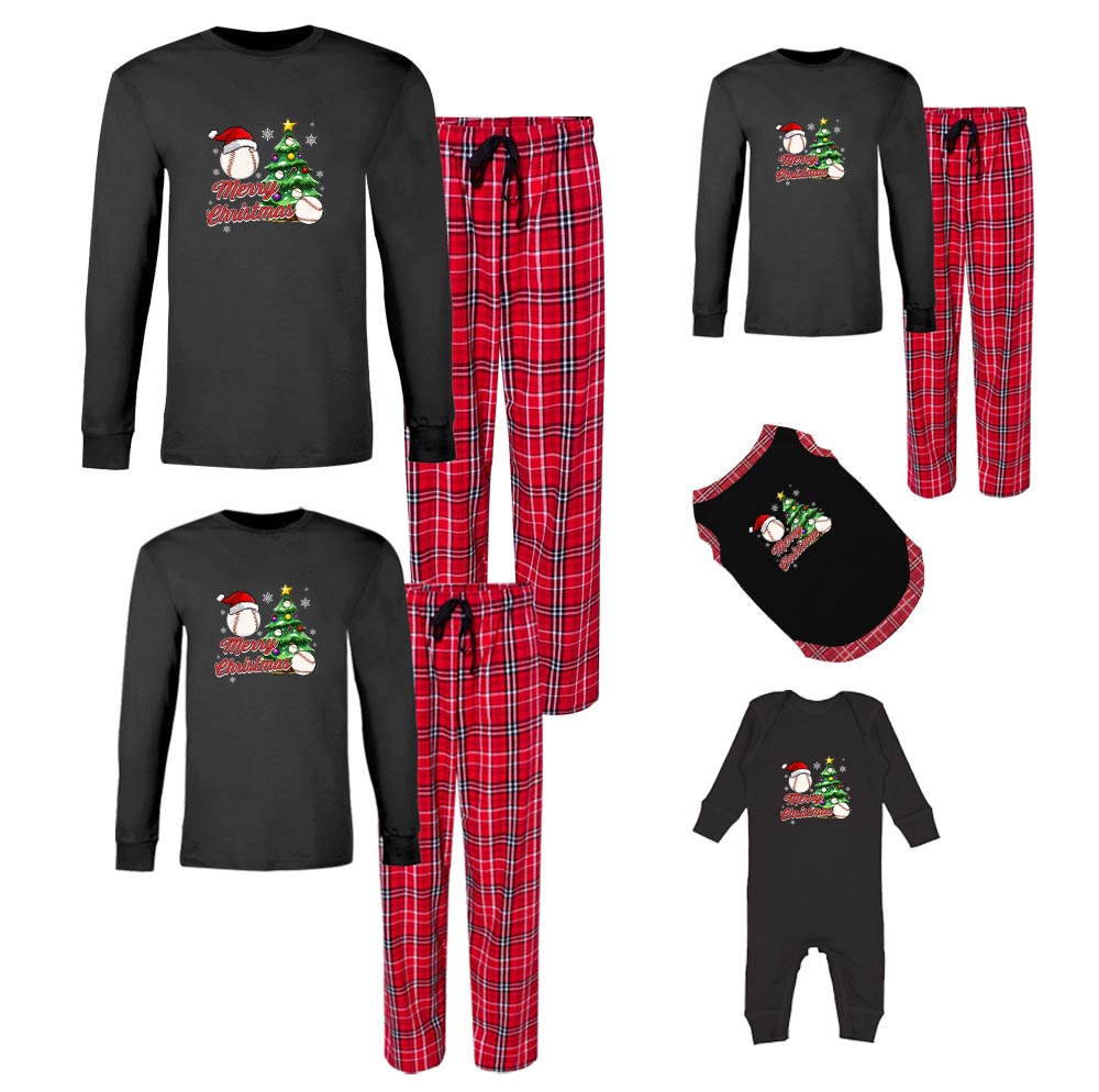 Baseball Christmas Pajama Sets 100 Cotton