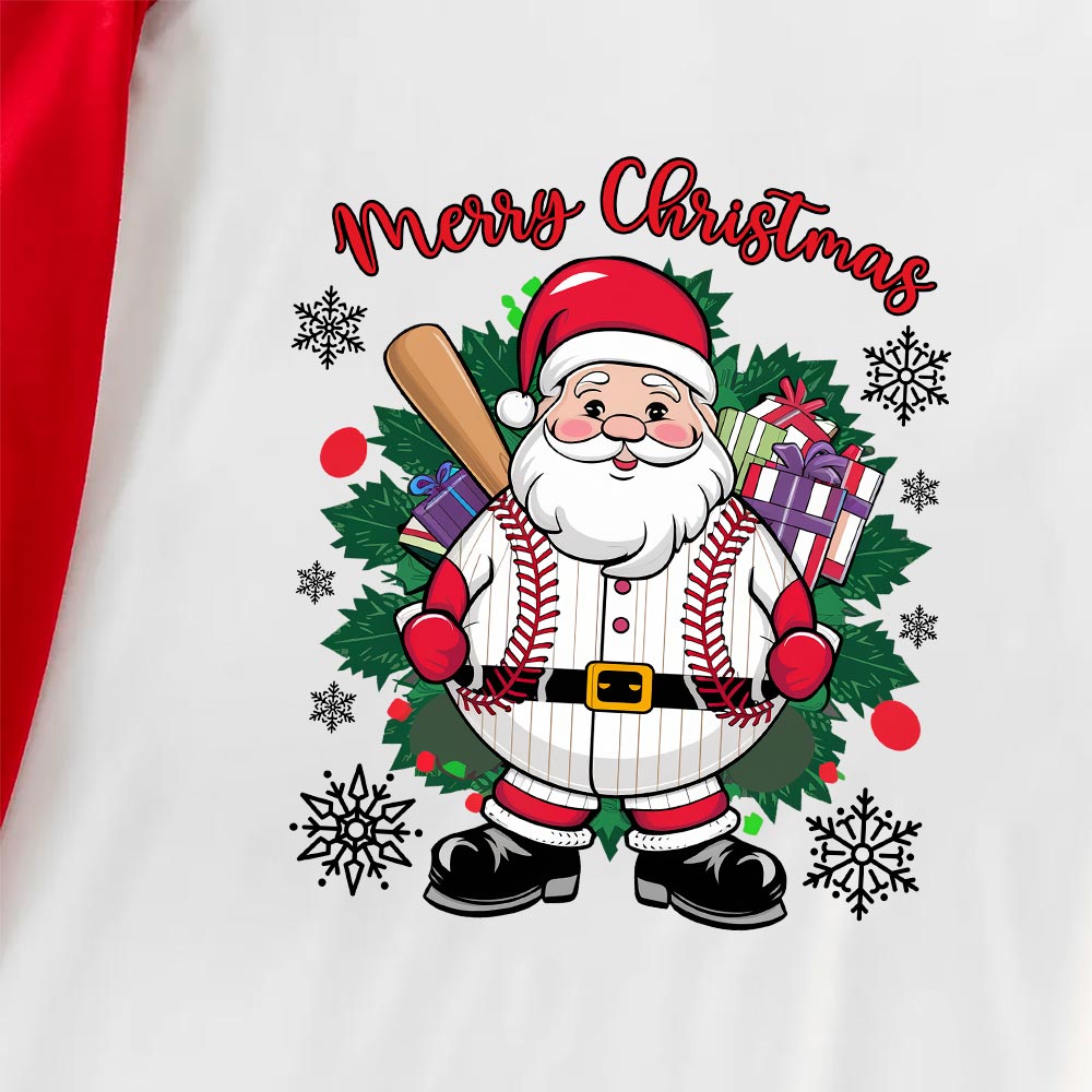 Baseball Santa Christmas Top And Bottoms Short Sleeves