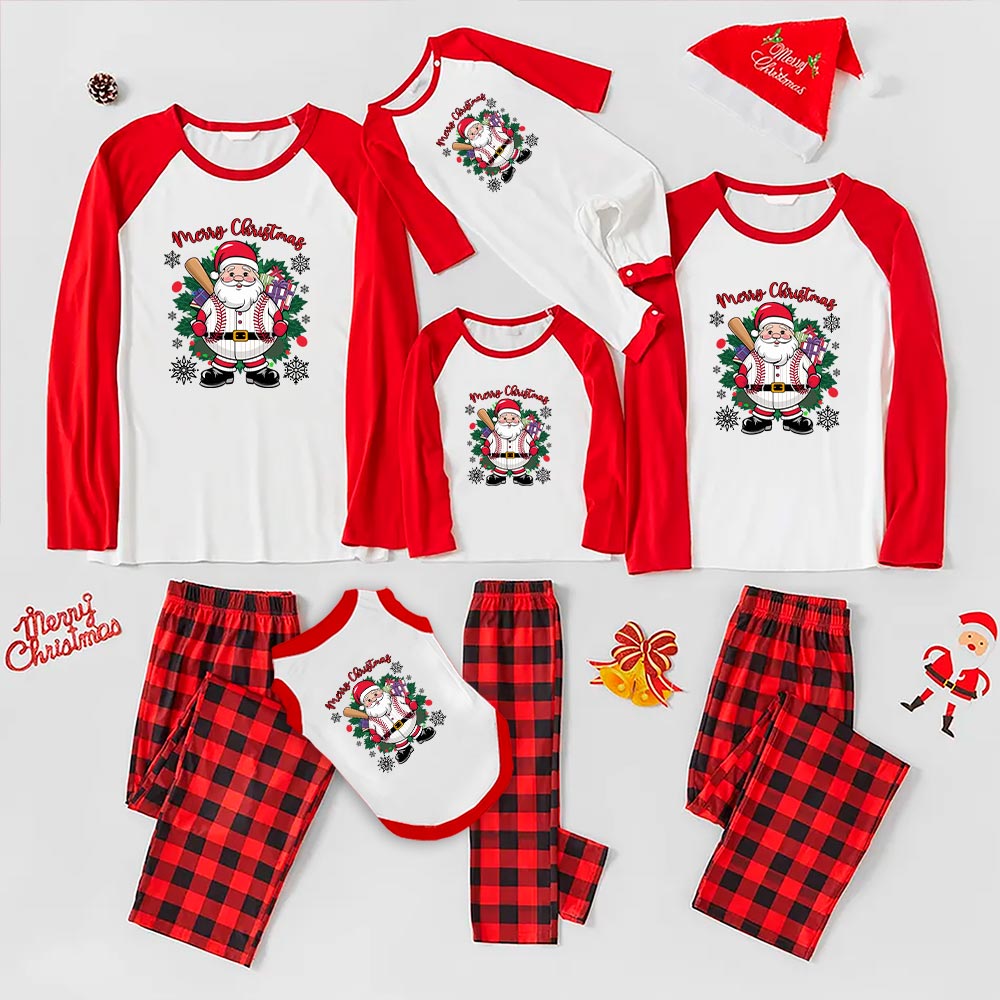 Matching Funny Baseball Santa Pajamas For Xmas Matching Funny Baseball Santa Pajamas For Xmas
