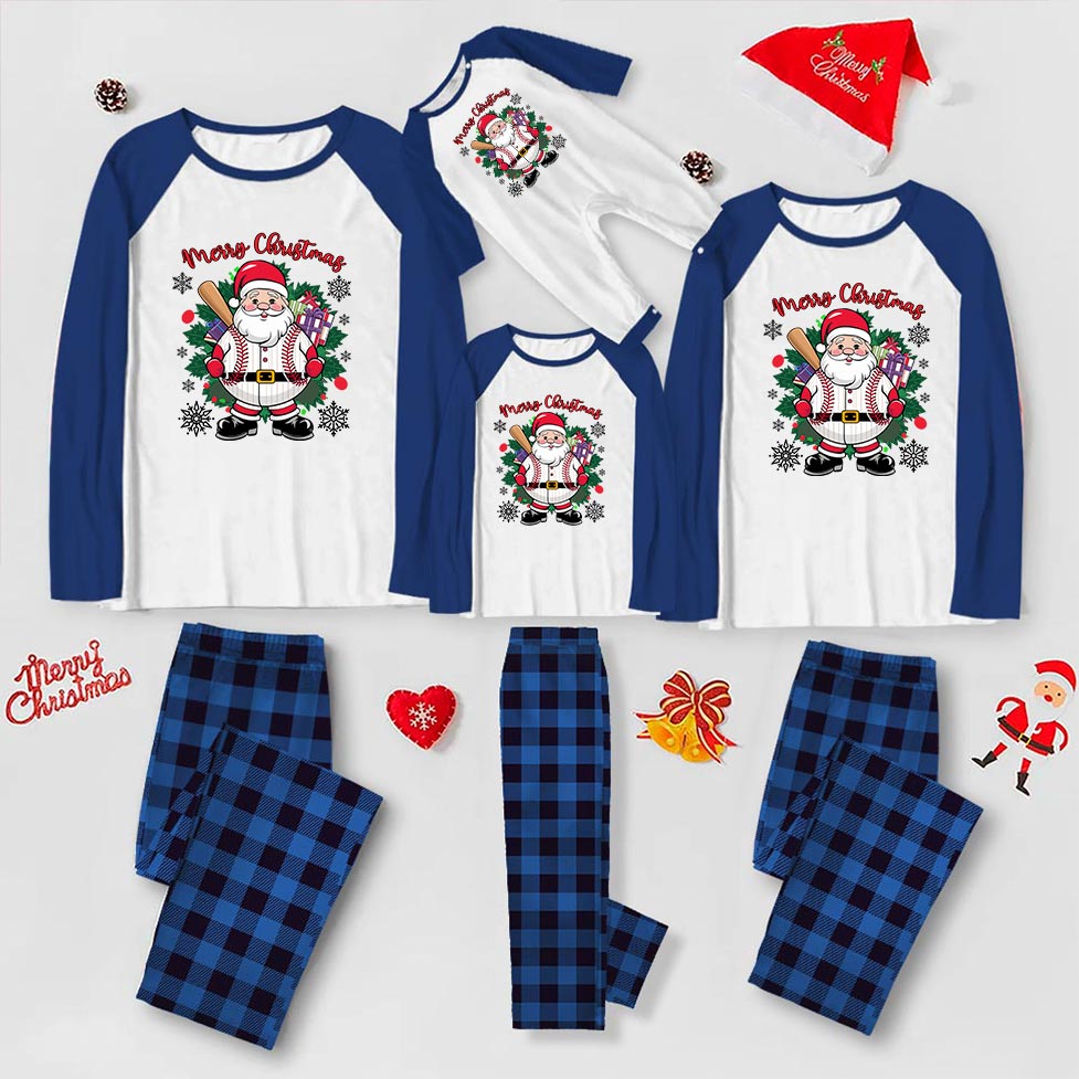 Matching Funny Baseball Santa Pajamas For Xmas Matching Funny Baseball Santa Pajamas For Xmas